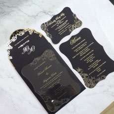 Transparent Acrylic Invitation Foiling Black Pocket Slap-up Invitation Customized 